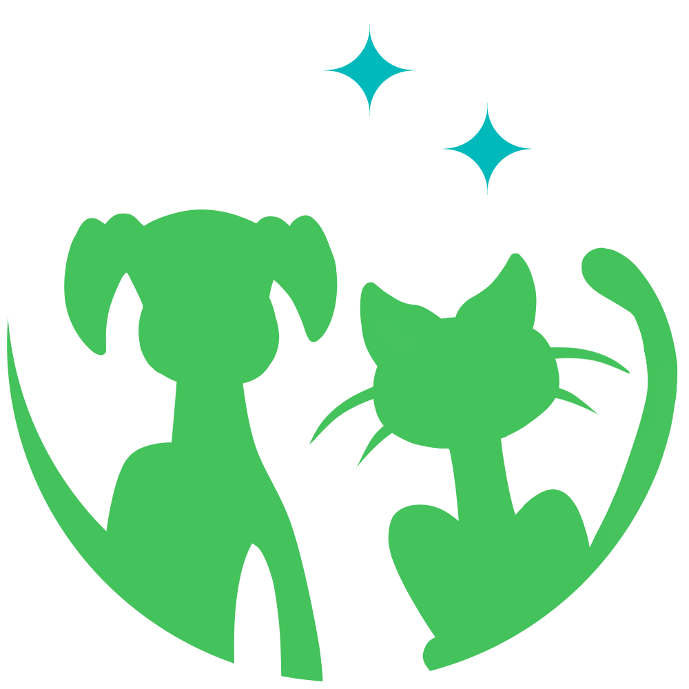 Green logo with a cat and dog