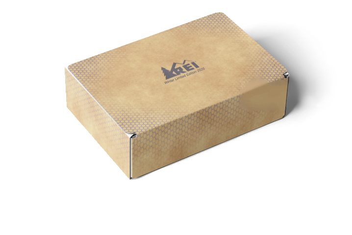 Cardboard box with REI logo