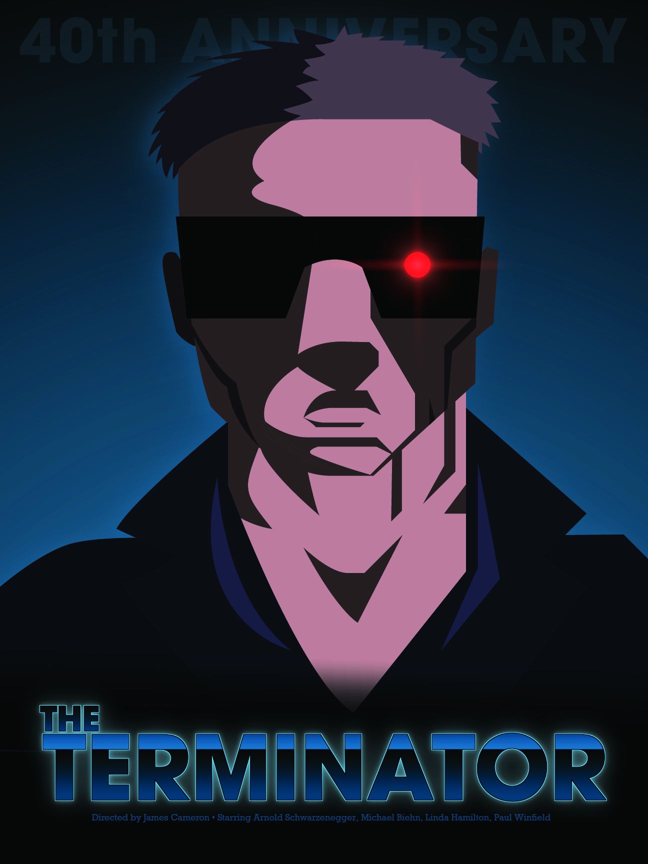 Poster with the Terminator and the title of the movie. It also says 40th Anniversary at the top.